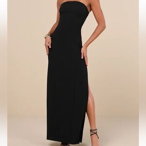 Lulus Famous Icon Elegant Black Strapless Gown